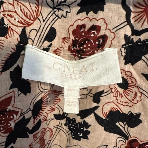 THE GREAT. Sleep Cream Black Cotton Floral Robe 0/1 Small/Medium - Picture 12 of 13